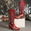 Cowboy Boots Embroidered Knee High Block Heel Pointed Toe Western Boots | Nanna