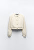 Bomber Sweater Women Structured Polo Collar Button Old Money