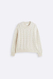 Cable Knit Sweater Women White Soft Old Money