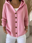 None | Women's Chic Hooded Cardigan Sweater Knit Sweater with Button-Front Cozy for Everyday
