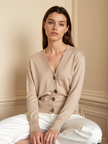 Silk Cashmere Cardigan Women Tailored Waist Lightweight