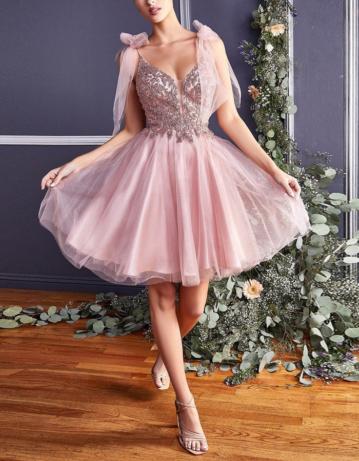Red sequin mini dress for women by FJØRNA, A-line style with rhinestone accents and strappy design.