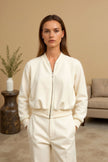 Quilted Jacket Women Round Collar Cotton Blend Regular Fit