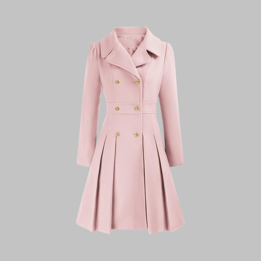 Double-Breasted Coat Women Long Sleeve Tailored Button Front