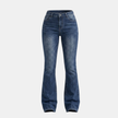 Women's mid-waist stretch flared jeans from FJØRNA, slim fit denim pants with a fashionable flared design.