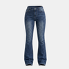 Women's mid-waist stretch flared jeans from FJØRNA, slim fit denim pants with a fashionable flared design.
