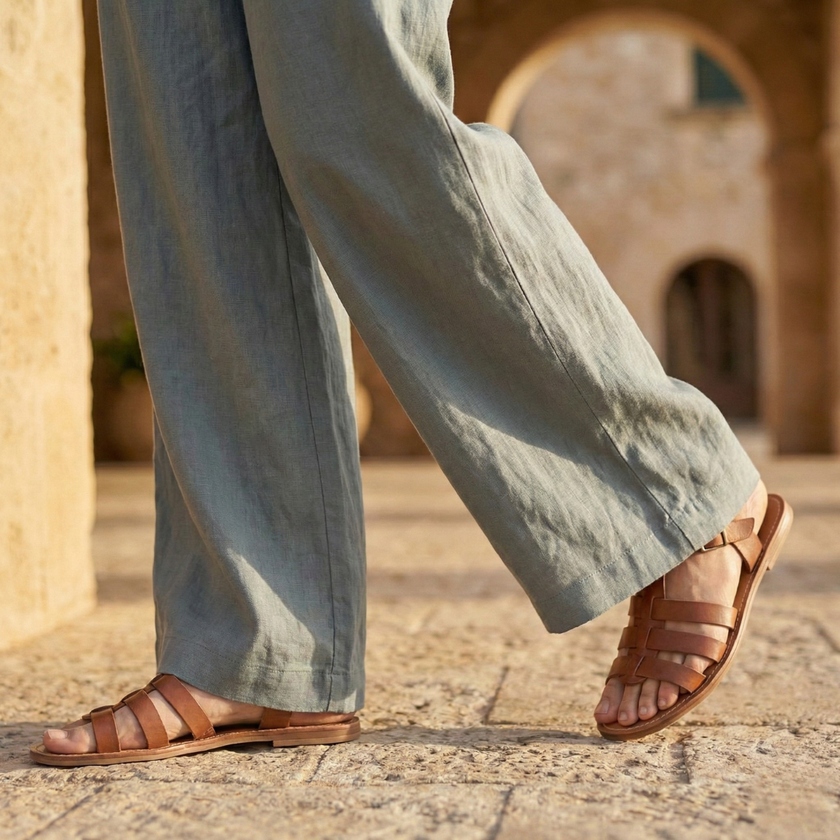 FJØRNA white high waist wide leg women's trousers, stylish and flowy pants with a relaxed fit and wide leg silhouette.