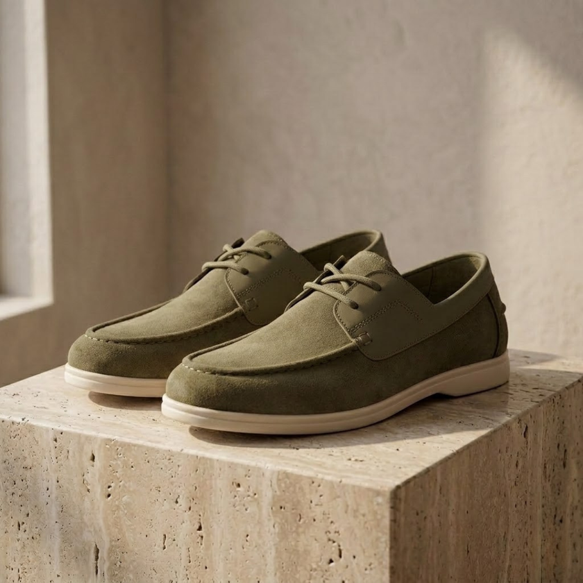 FJØRNA men's suede lace-up casual shoes featuring a sleek design and comfortable loafers style in rich suede material.