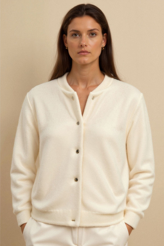 Bomber Jacket Women Wool Blend Short Recycled