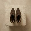 FJØRNA brown slouchy ankle boots for women with frill detail and Chelsea boot style, featuring a relaxed, slouchy design.