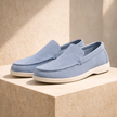 FJØRNA black suede casual slip-on loafers for men, featuring smooth suede material and classic loafer design.