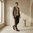 Brown suede low-top casual shoes for men by FJØRNA, featuring a sleek loafers style with a comfortable design.