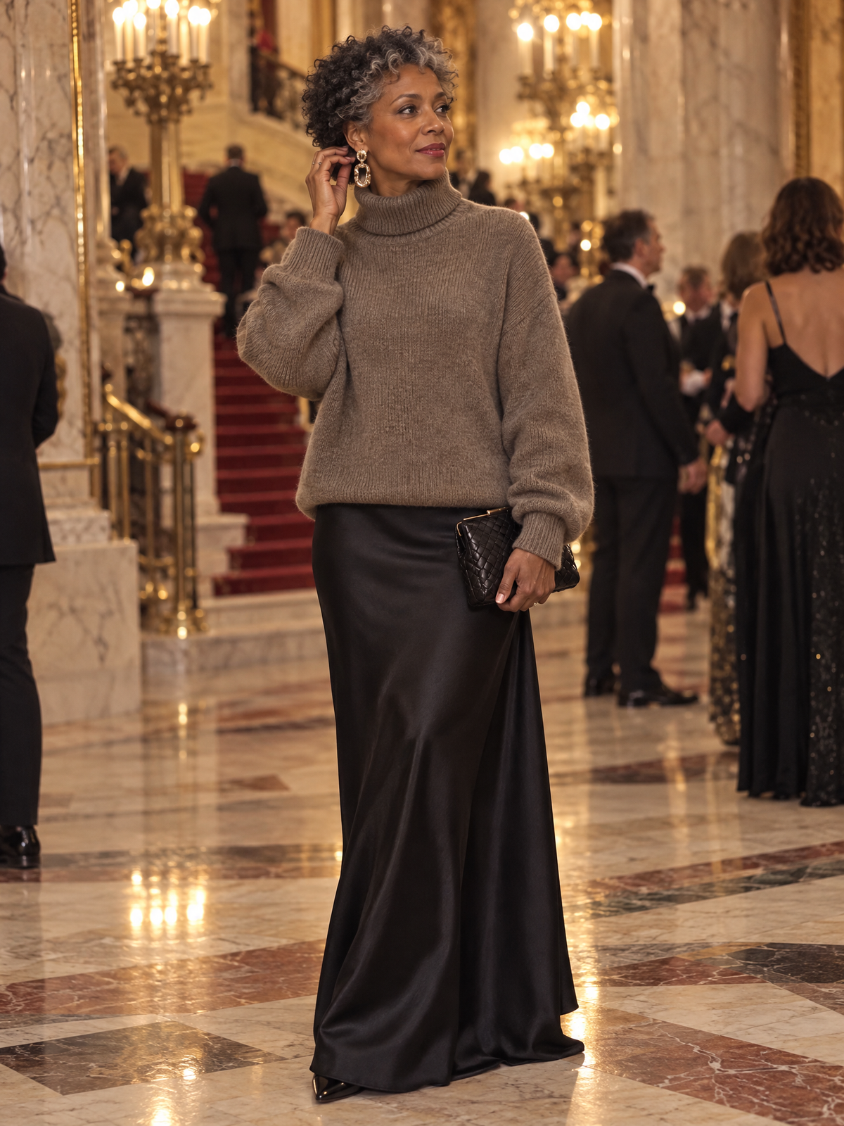 Mohair-Blend Turtleneck Sweater Oversized with Balloon Sleeves for Women