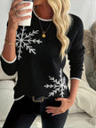 Flora | Women's Oversized Long Snowflake Crew-Neck Knit Christmas Sweater
