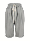 FJØRNA women's lightweight summer capri pants with drawstring elastic waist, casual trousers for warm weather.