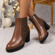 Clara | Women's Textured Heel Bold Style, Comfort Boots with Comfortable