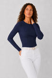 Long Sleeve Top Women Slim Fit Round Neck Stretch