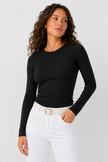 Long Sleeve Top Women Slim Fit Round Neck Stretch