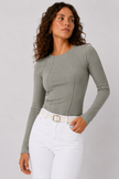 Long Sleeve Top Women Slim Fit Round Neck Stretch