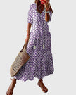 Amalia | Women's Lightweight V-Neck Boho Dress with Vintage Print
