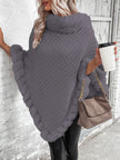 Hanne | Women's Faux-Fur Turtleneck Oversized Knit Poncho
