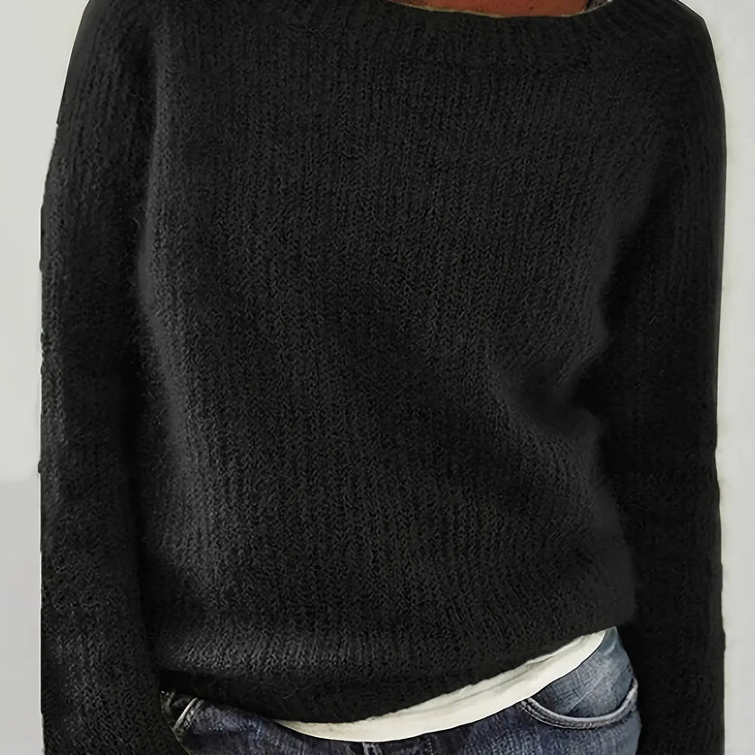 Matilda | Women's Relaxed-Fit Crew Neck Knit Sweater with Long Sleeves for Layering