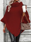 Hanne | Women's Faux-Fur Turtleneck Oversized Knit Poncho