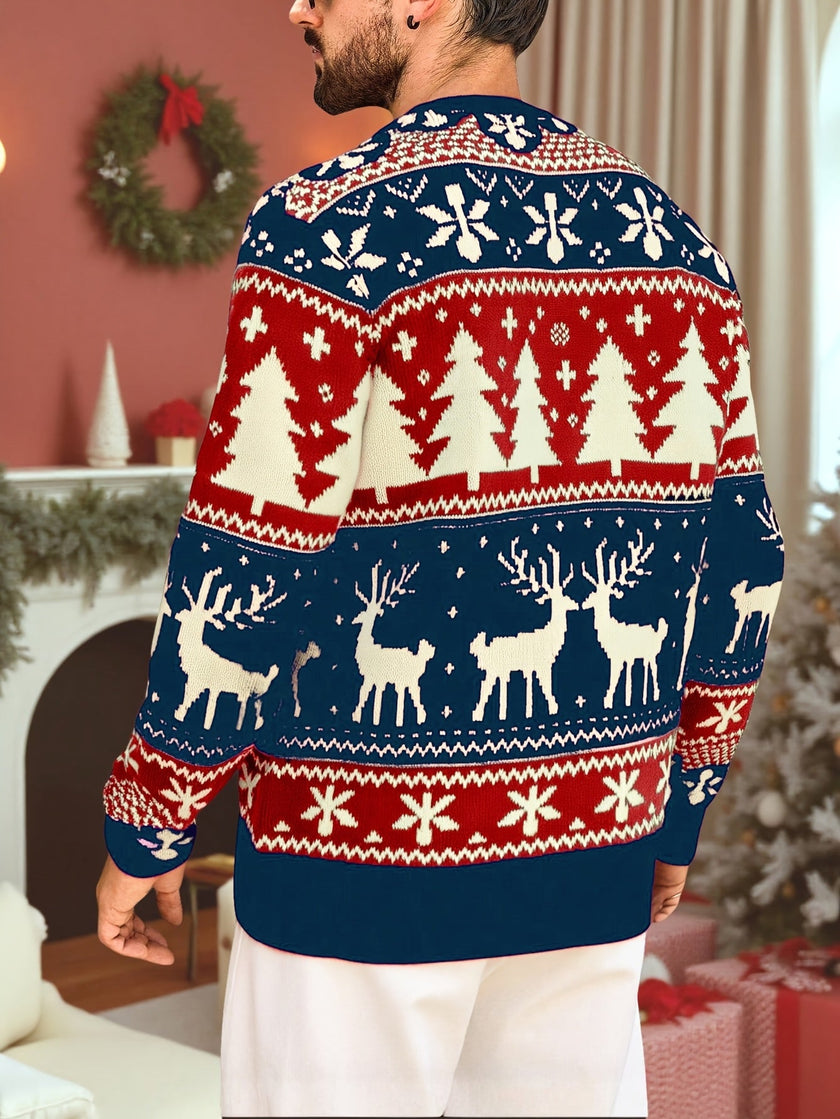 Fair Isle Christmas Sweater Reindeer Thick Knit Nordic Holiday Jumper | Sheila