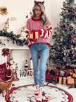 Oona | Women's Oversized Long Striped Crew-Neck Knit Christmas Sweater