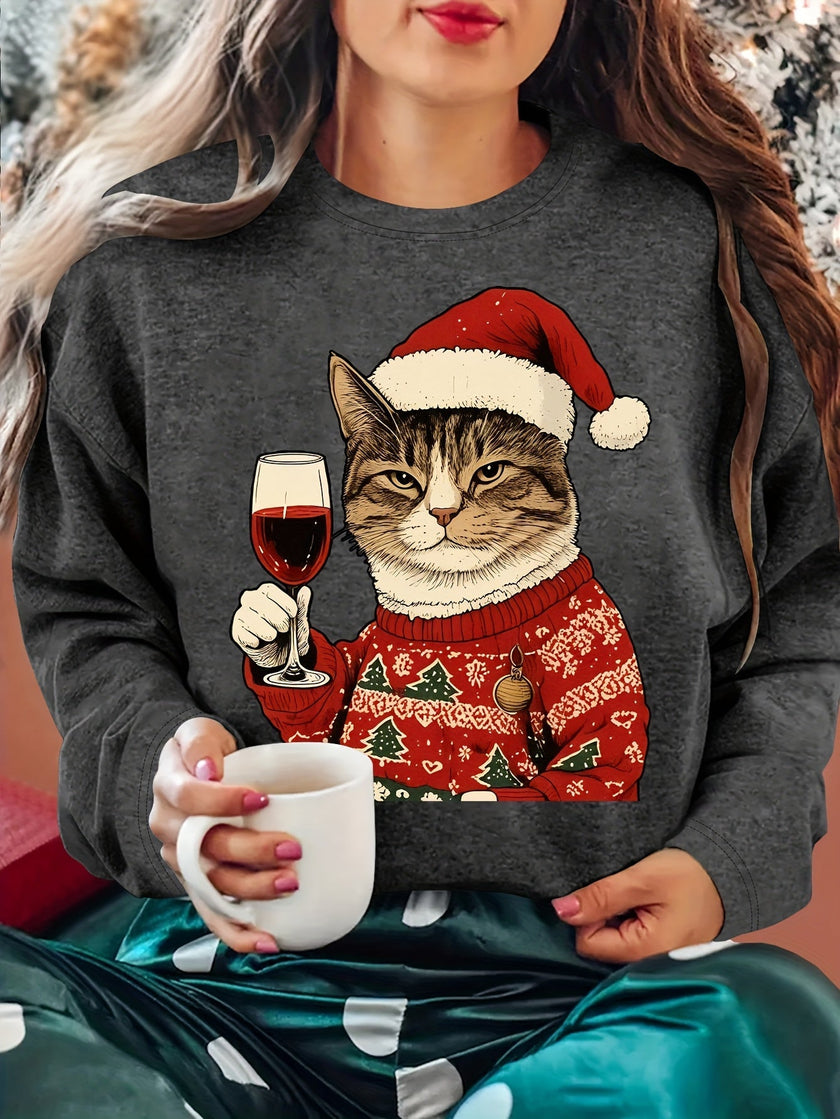 Ugly Christmas Sweater Tacky Novelty Graphic Crew Neck Knit Holiday Jumper | Roberta