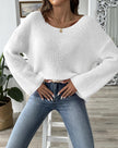 Knit Sweater Women Round Neck Relaxed Fit Long Sleeve