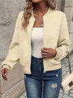 Birgit | Women's Quilted Crew-Neck Long-Sleeve Zip Bomber Jacket