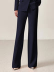 FJØRNA navy lapel double-breasted two-piece women’s suit set with matching pants, stylish and tailored for professional look.
