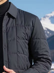 Winter Jacket Men Wool-Lined Lapel Collar Single-Breasted Nylon Blend