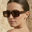 FJØRNA retro tortoiseshell rectangular unisex sunglasses with bold frames, stylish accessory for women and men