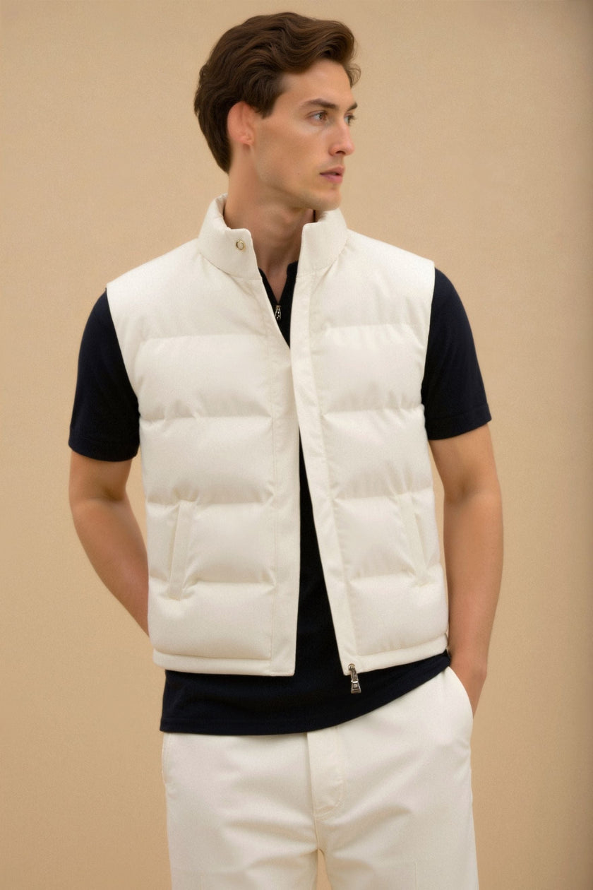 Gilet Vest Men Sleeveless High Stand Collar Zip Regular Fit