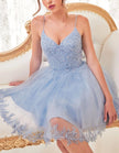 Mint green tulle cocktail dress for women by FJØRNA, featuring elegant layered tulle fabric and a fitted silhouette.