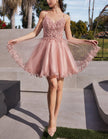 Mint green tulle cocktail dress for women by FJØRNA, featuring a flowing, elegant design suitable for special occasions.