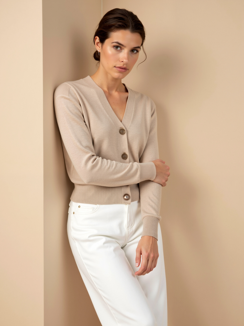 Silk Cashmere Cardigan Women Tailored Waist Lightweight