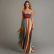 FJØRNA women's lightweight summer maxi dress with pleats, ankle-length, flowing design, perfect for warm weather.