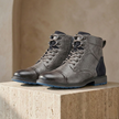 Men's FJØRNA leather orthopedic hiking boots showing sturdy design, ankle support, and durable leather construction for outdoor walking.