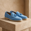 Men's casual suede shoes by FJØRNA featuring lace-up design and smart casual style, shown in a neutral color.