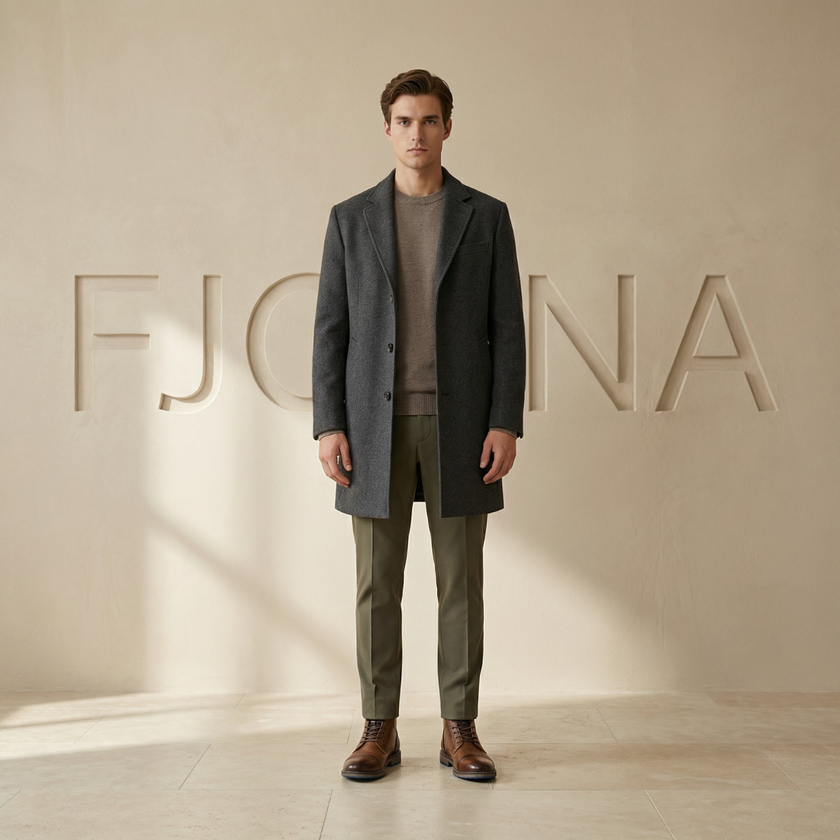 FJØRNA retro leather Chelsea boots for men, stylish black shoes with elastic side panels and sleek design.