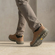 Men's red leather orthopedic shoes by FJØRNA, featuring supportive design and comfortable walking sole, ideal for everyday wear.