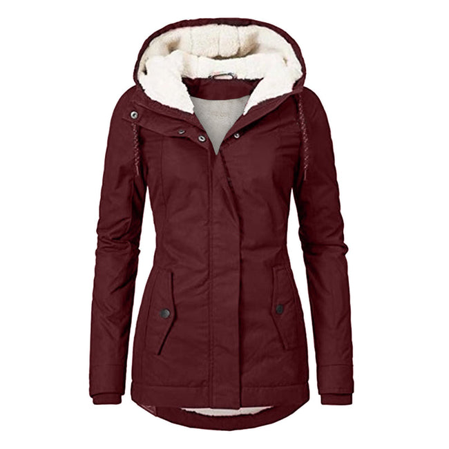 Elin | Women's Hooded Buckle Wool Fleece Winter Jacket