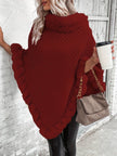 Hanne | Women's Faux-Fur Turtleneck Oversized Knit Poncho