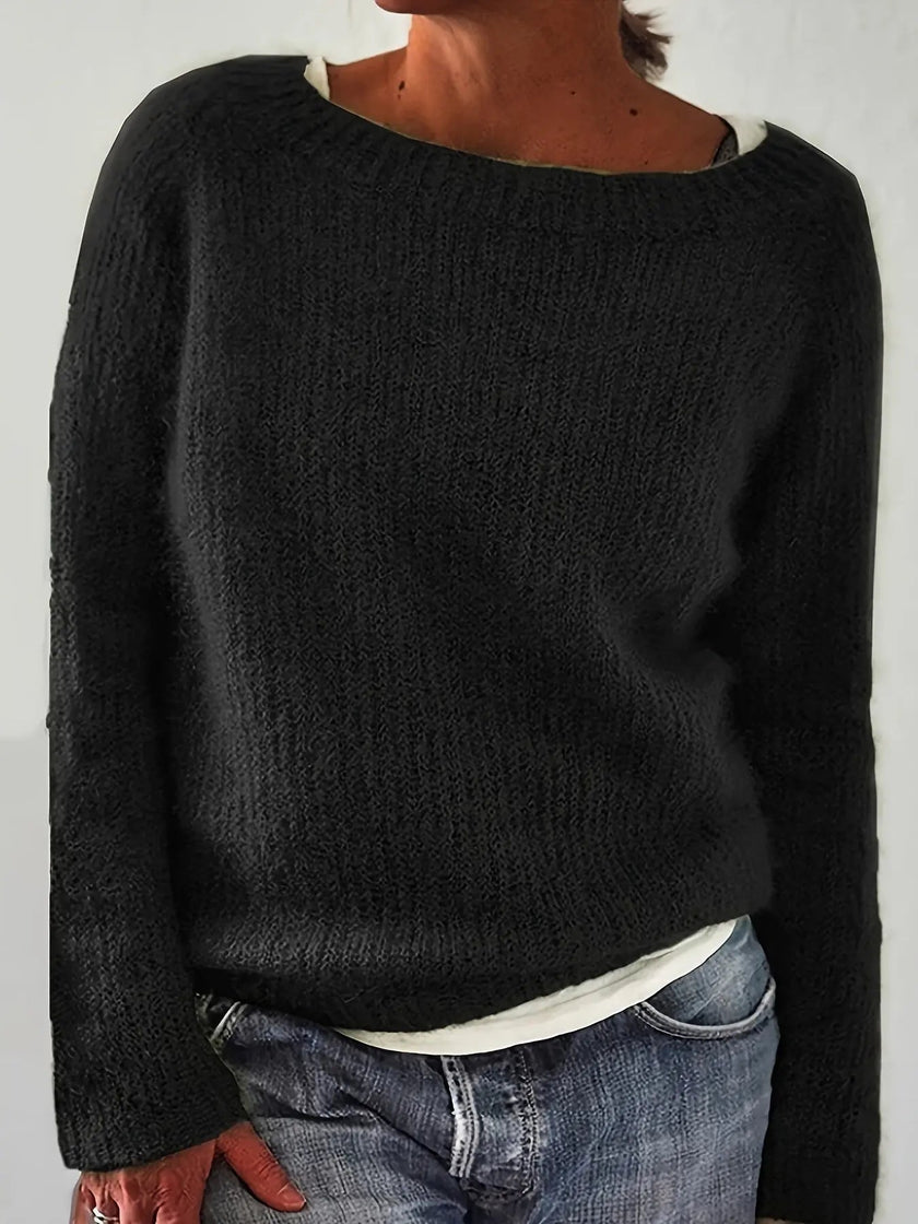 Matilda | Women's Relaxed-Fit Crew Neck Knit Sweater with Long Sleeves for Layering