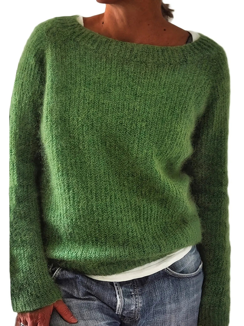 Matilda | Women's Relaxed-Fit Crew Neck Knit Sweater with Long Sleeves for Layering