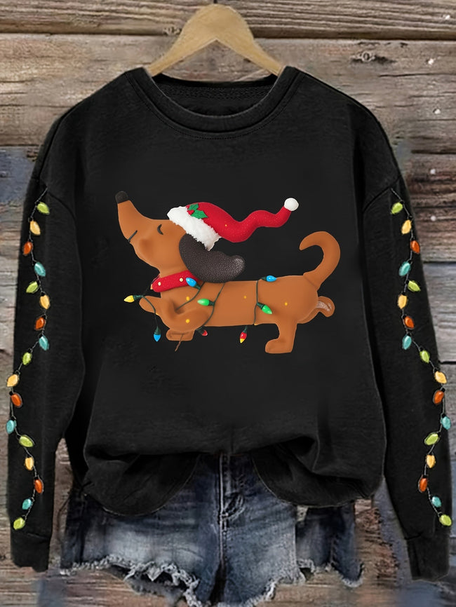 Mirjam | Women's Oversized Cropped Santa Tacky Novelty Crew-Neck Sweater