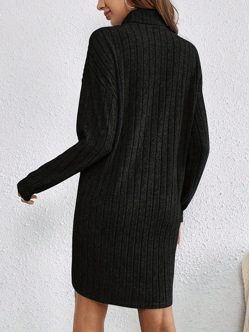Wivi | Women's Ribbed Turtleneck Sweater Dress